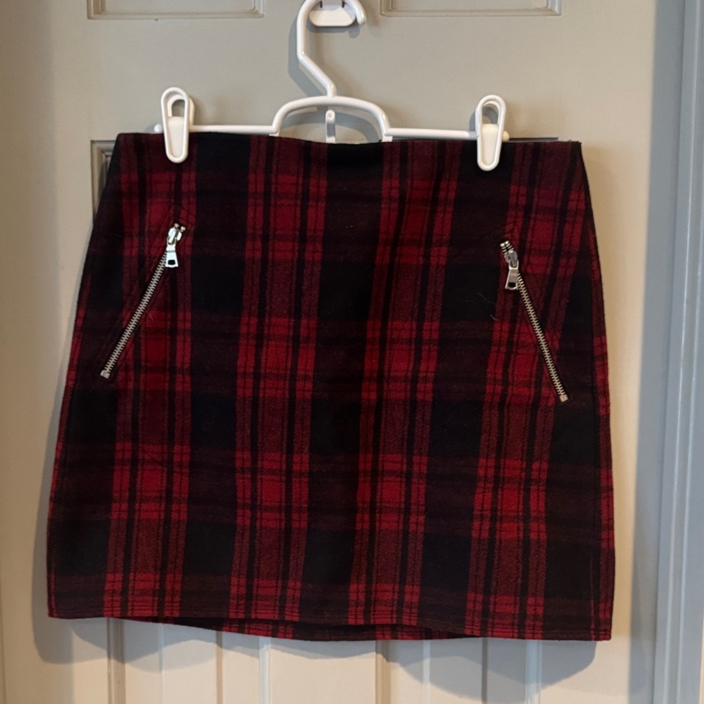 GAP Red and Black Plaid Mini Skirt